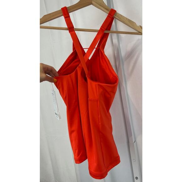 NWT ATHLETA  Size S Crossed Tankini Swim Top Vermillion Orange Red - Picture 6 of 9